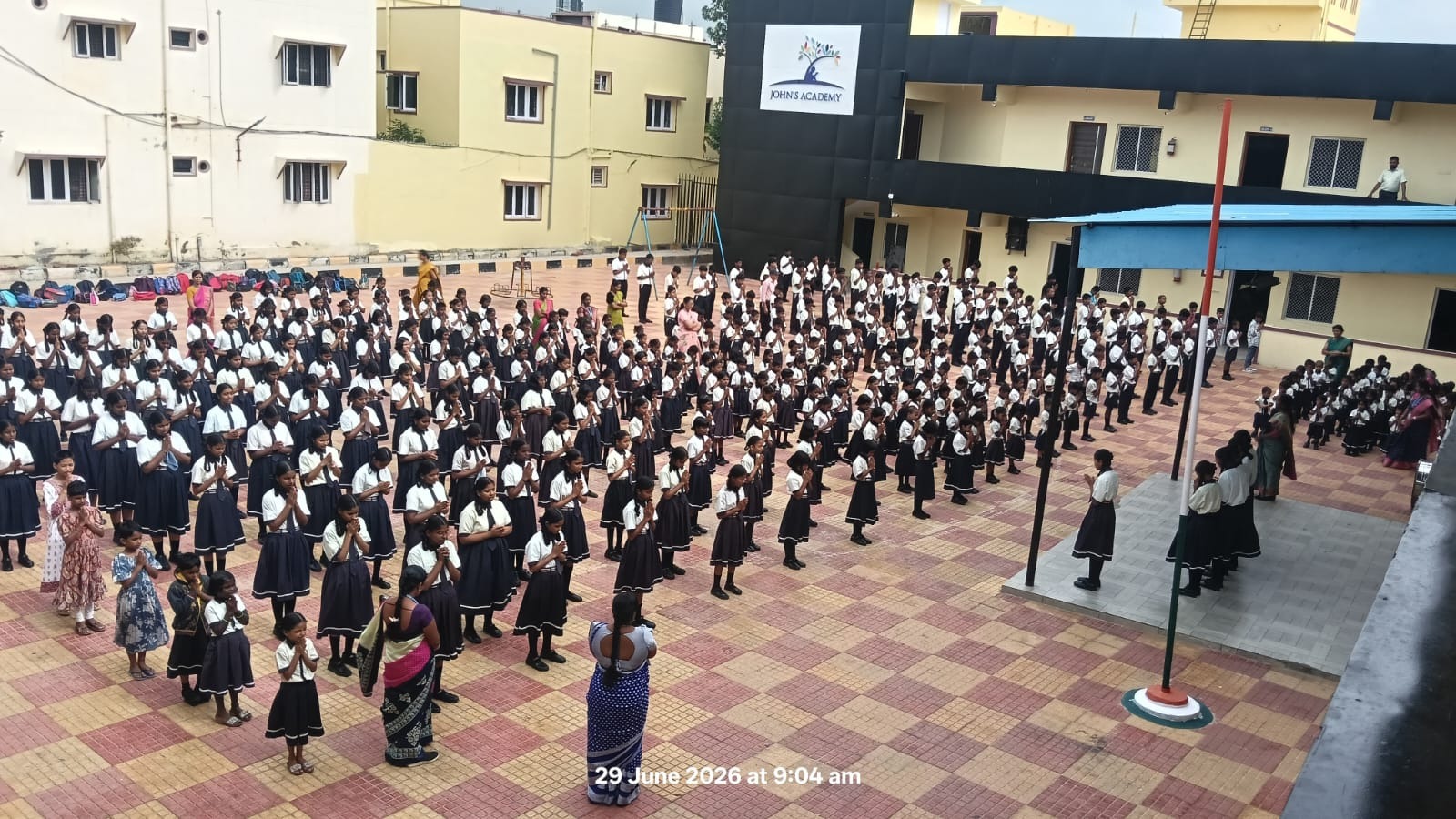 John's Academy Medchal Campus — students in morning assembly